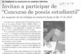 Invitan a participar de "Concurso de poesía estudiantil".