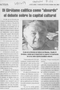 Di Girólamo califica como "absurdo" el debate sobre la capital cultural