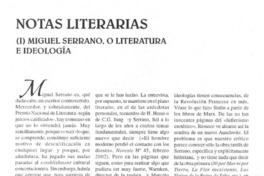 I) Miguel Serrano, o la literatura e ideología