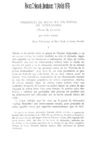 Presencia de Rilke en un poema de Aleixandre