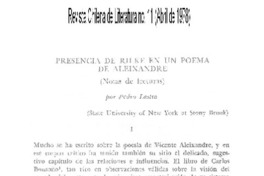 Presencia de Rilke en un poema de Aleixandre