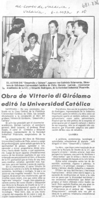 Obra de Vittorio di Girólamo editó la Universidad Católica.