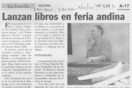 Lanzan libros en feria andina.