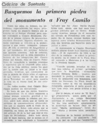 Busquemos la primera piedra del monumento a Fray Camilo.