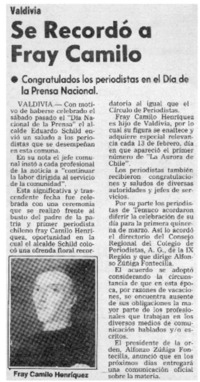 Se recordó a Fray Camilo.