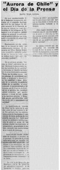 Aurora de Chile" y el día de la prensa