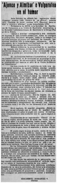 Ajenco y almíbar" o Valparaíso en el humor