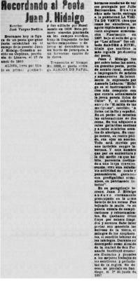 Recordando al poeta Juan J. Hidalgo
