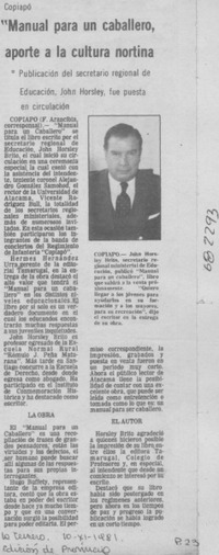 Manual para un caballero, aporte a la cultura nortina