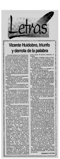 Vicente Huidobro, triunfo y derrota de la palabra