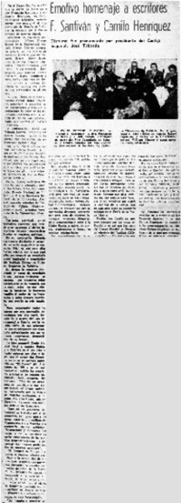 Emotivo homenaje a escritores F. Santiván y Camilo Henríquez.