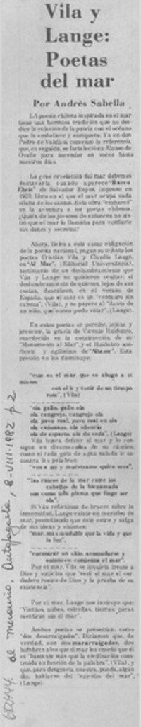 Vila y Lange: poetas del mar