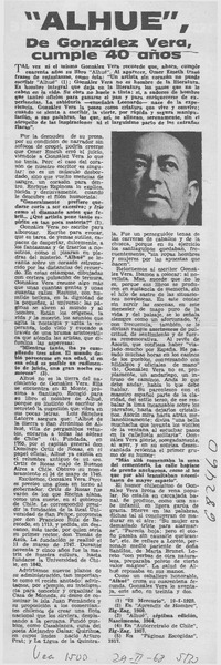 Alhué, de González Vera cumple 40 años.