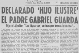 Declarado "Hijo ilustre" el Padre Gabriel Guarda.