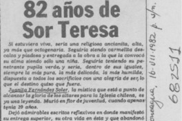 82 años de Sor Teresita