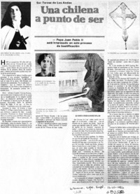 Una chilena a punto de ser santa