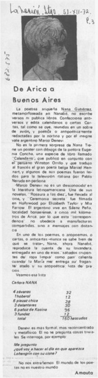 De Arica a Buenos Aires