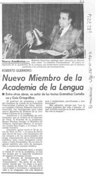 Nuevo miembro de la Academia de la Lengua.