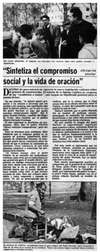 Sintetiza el compromiso social y la vida de oración".