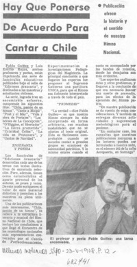 Hay que ponerse de acuerdo para cantar a Chile.