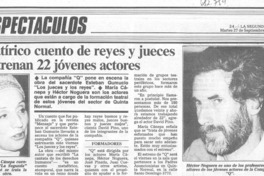 Satírico cuento de reyes y jueces estrenan 22 jóvenes actores.