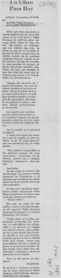 Lo comido y lo bailado