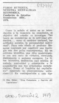Nuestra mentalidad económica