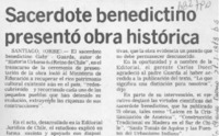 Sacerdote benedictino presentó obra histórica.