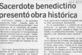 Sacerdote benedictino presentó obra histórica.