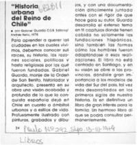 "Historia urbana del reino de Chile".