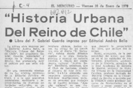 "Historia urbana del reino de Chile".