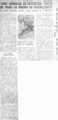 José Grimaldi es auténtico poeta de toda la región de Magallanes.