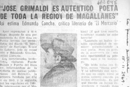José Grimaldi es auténtico poeta de toda la región de Magallanes.