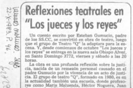 Reflexiones teatrales en "Los jueces y los reyes".