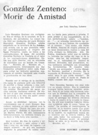 González Zenteno: morir de amistad