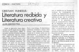 Literatura recibida y lieratura creativa : [Entrevista]