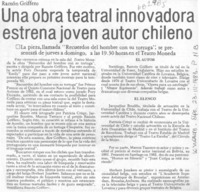 Una Obra teatral innovadora estrena joven autor chileno.