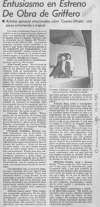 Entusiasmo en estreno de obra de Griffero