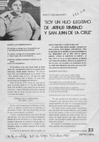 "Soy un hijo ilegítimo de Arthur Rimbaud y San Juan De La Cruz"