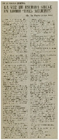 La Voz de Escilda Greve en libro "Tres mujeres"