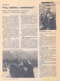 Feo, católico y sentimental": [entrevista]