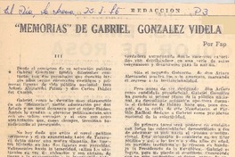 "Memorias" de Gabriel González Videla (III)