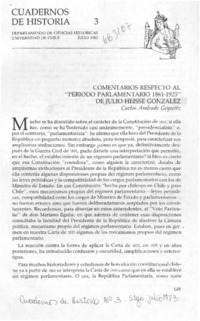 Comentarios respecto al "Periodo parlamentario 1861-1925"