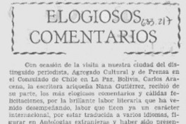 Elogiosos comentarios.