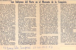 Los indígenas del norte en el momento de la conquista