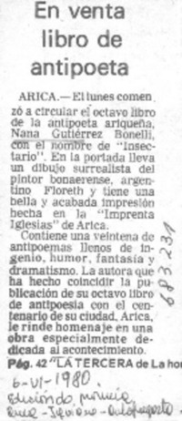 En venta libro de antipoeta.