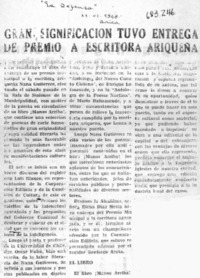 Gran significación tuvo entrega de premio a escritora ariqueña.