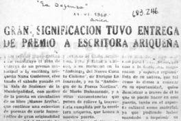 Gran significación tuvo entrega de premio a escritora ariqueña.