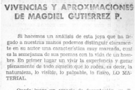 Vivencias y aproximaciones de Magdiel Gutiérrez P.