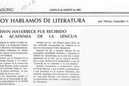 Erwin Haverbeck fue recibido en la Academia de la Lengua